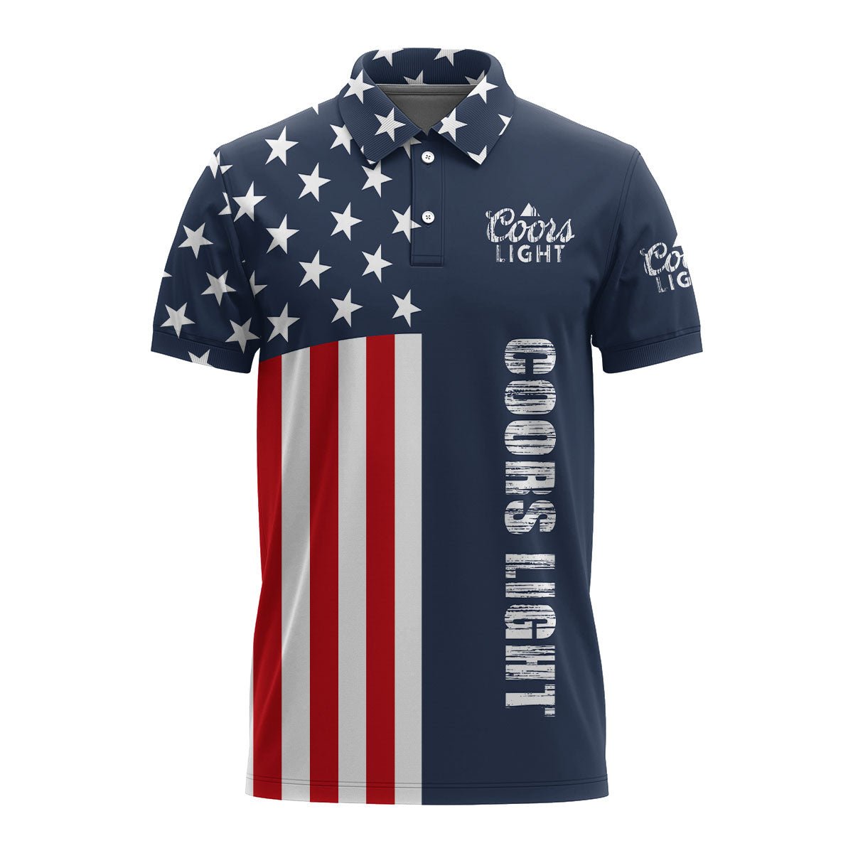 Coors Light America Flag Polo Shirt - Flexiquor.com