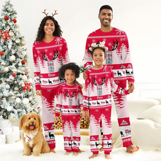 Coors Light Christmas Deer Family Pajamas Set - Flexiquor.com