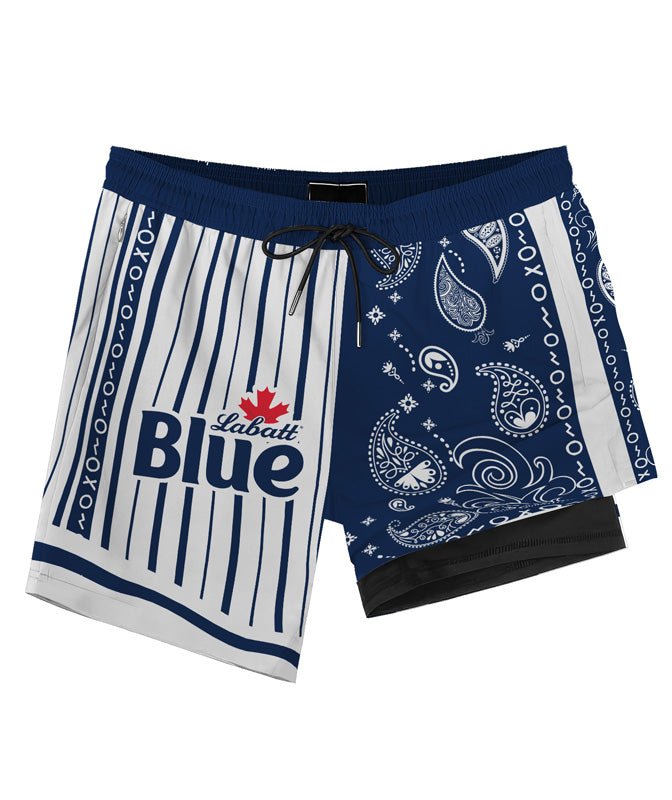 Paisley Half White Labatt Blue Compression Liner Swim Trunks - Flexiquor.com