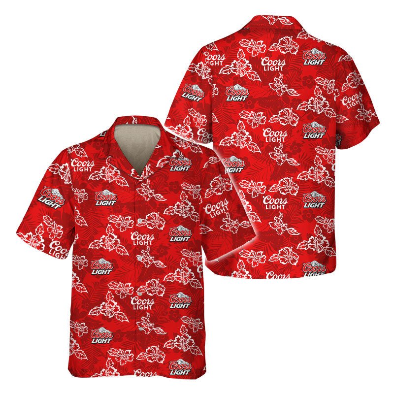 Coors Light Hibiscus Flower Hawaiian Shirt - Flexiquor.com