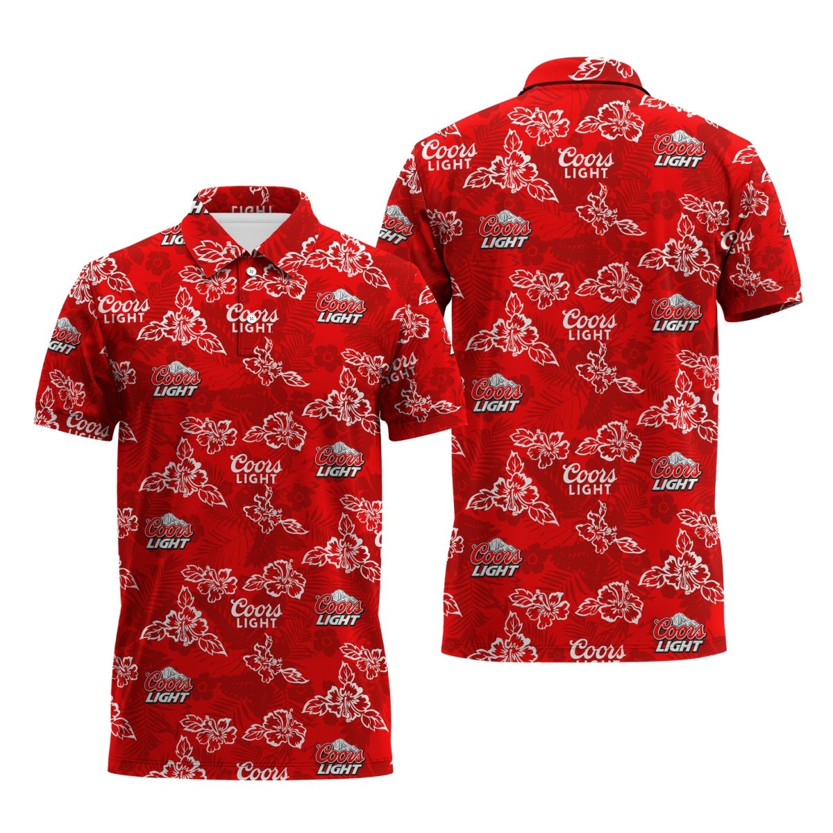 Coors Light Hibiscus Flower Polo Shirt - Flexiquor.com