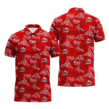 Coors Light Hibiscus Flower Polo Shirt - Flexiquor.com