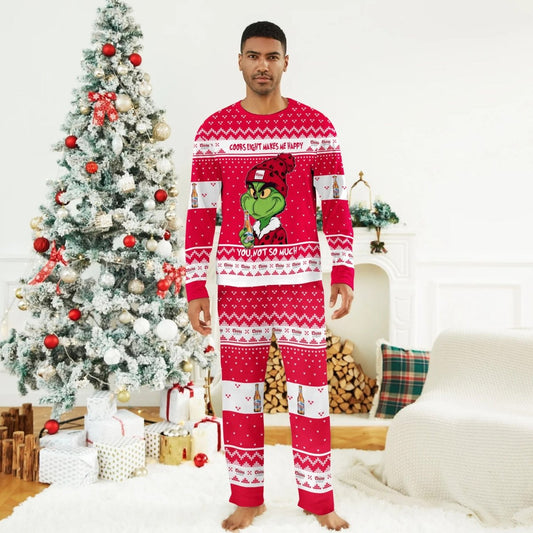 Coors Light Make Grinch Happy Family Pajamas Set - Flexiquor.com