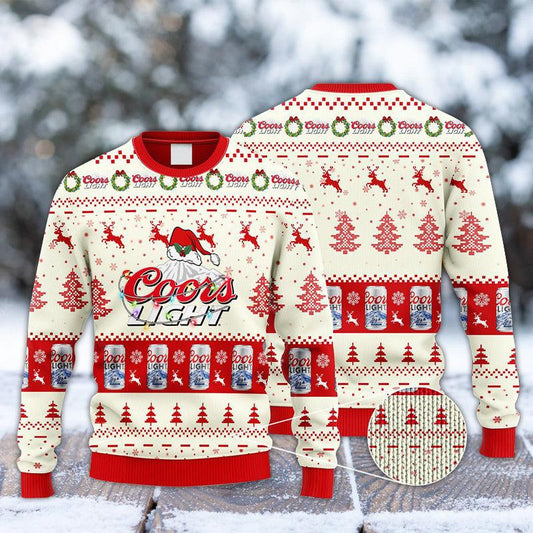 Coors Light Reindeer Snowy Night Ugly Sweater