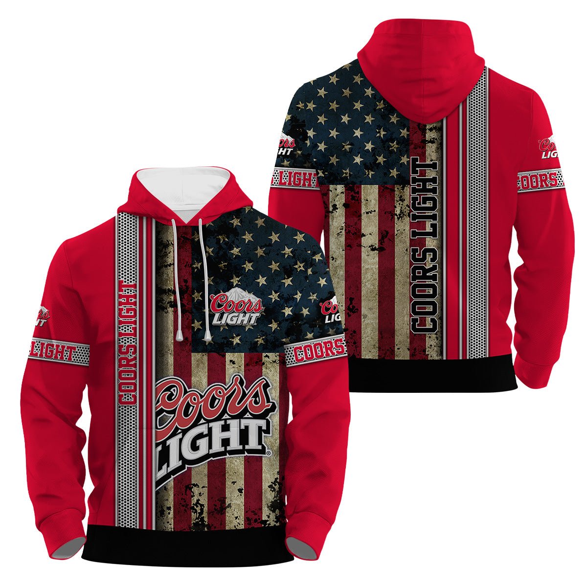 Coors Light Stainless Steel American Flag Hoodie & Zip Hoodie - Flexiquor.com