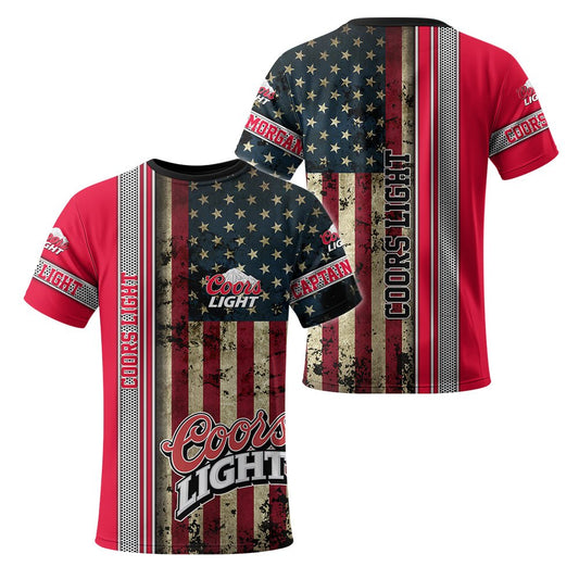 Coors Light Stainless Steel American Flag T-Shirt - Flexiquor.com