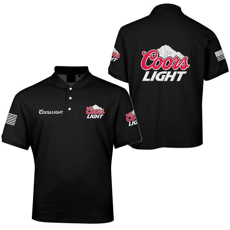 Coors Light USA Flag Men's Plus Size Polo Shirt - Flexiquor.com