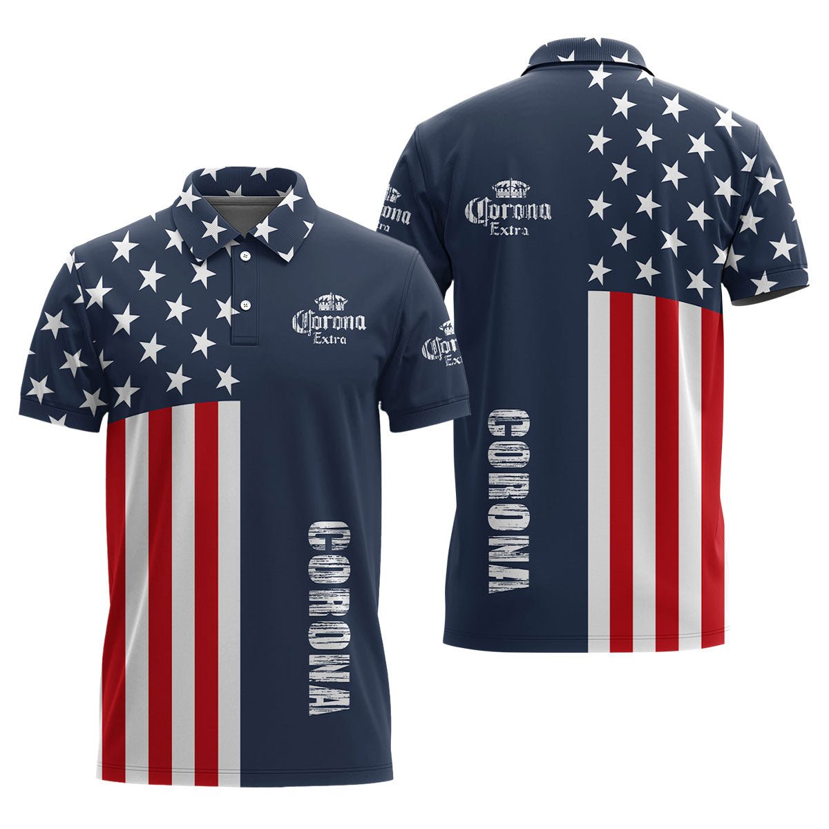 Corona Extra America Flag Polo Shirt - Flexiquor.com