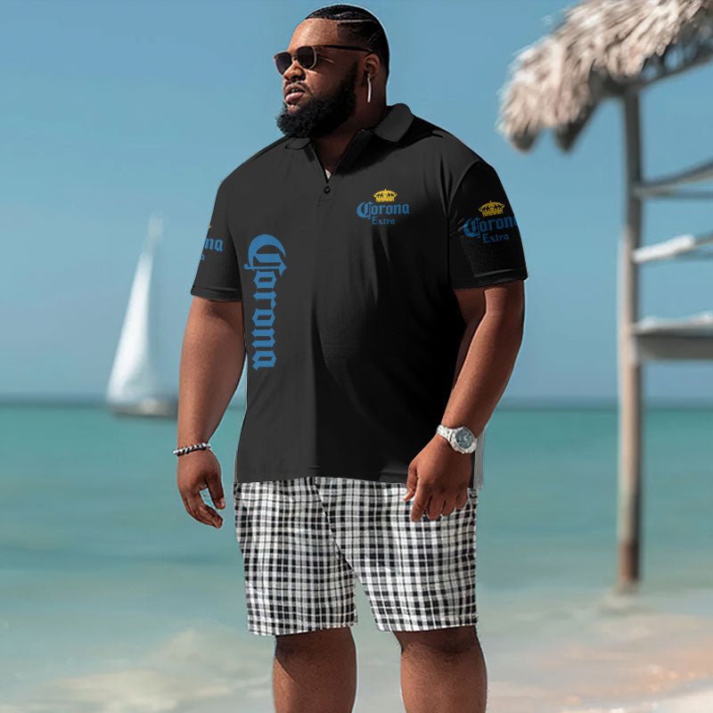 Corona Extra American Flag Men's Plus Size Polo Shirt - Flexiquor.com
