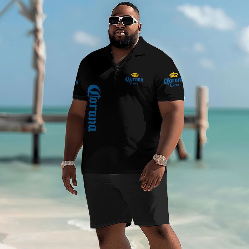 Corona Extra American Flag Men's Plus Size Polo Shirt - Flexiquor.com
