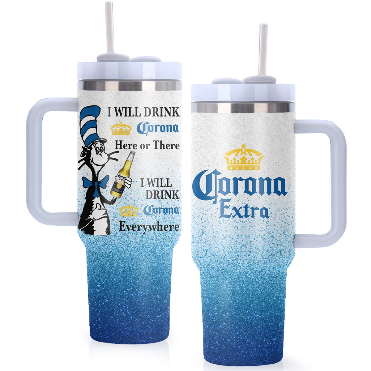 Corona Extra Cat In The Hat Tumbler With Handle - Flexiquor.com