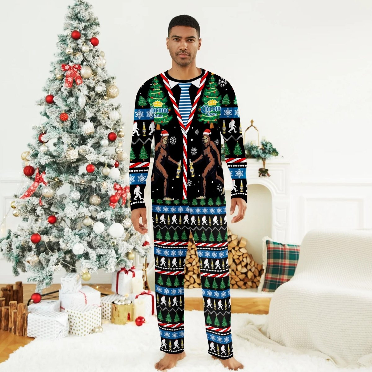 Corona Extra Christmas Bigfoot Family Pajamas Set - Flexiquor.com