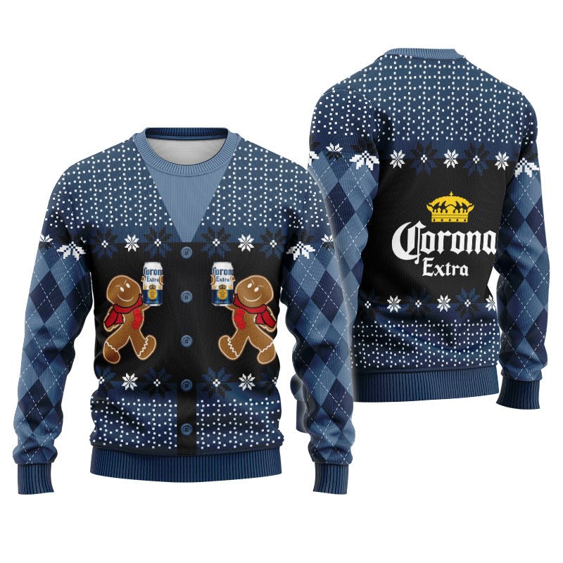 Corona Extra Christmas Gingerbread Ugly Sweater - Flexiquor.com