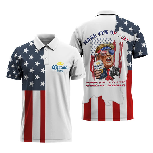 Corona Extra Donald Trump Independence Day Polo Shirt - Flexiquor.com