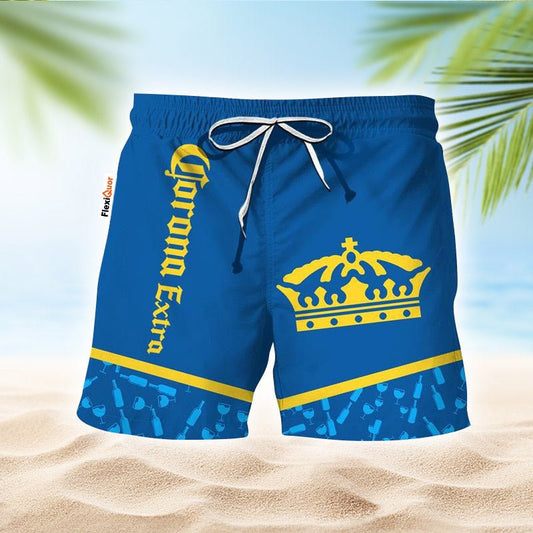 Corona Extra Glass Bottle Dot Swim Trunks - Flexiquor.com