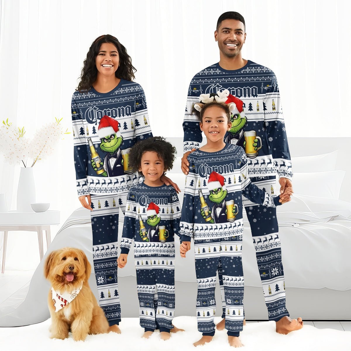 Corona Extra Grinch Christmas Family Pajamas Set - Flexiquor.com