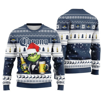 Corona Extra Grinch Christmas Ugly Sweater - Flexiquor.com