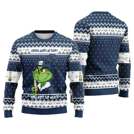 Corona Extra Make Grinch Happy Ugly Sweater - Flexiquor.com