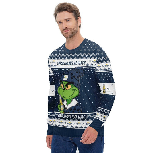 Corona Extra Make Grinch Happy Ugly Sweater - Flexiquor.com