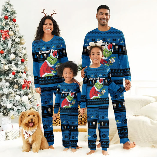 Corona Extra Santa Grinch Family Pajamas Set - Flexiquor.com