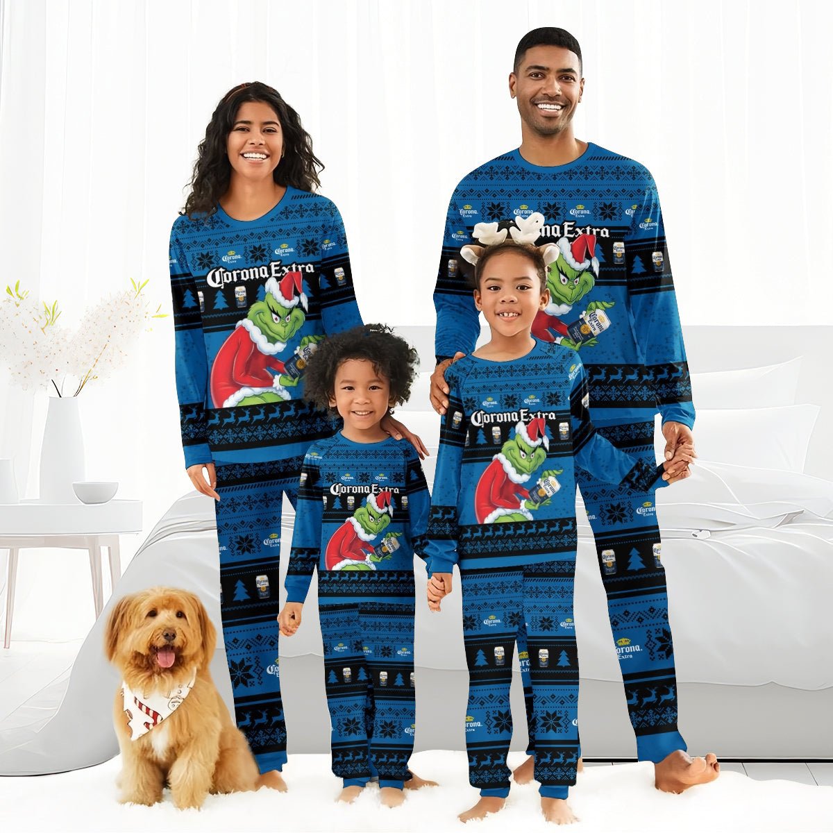 Corona Extra Santa Grinch Family Pajamas Set - Flexiquor.com