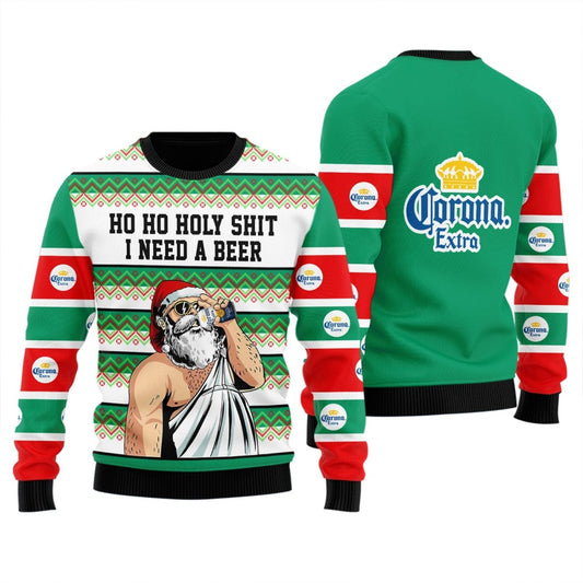 Corona Extra Santa Need A Beer Ugly Sweater - Flexiquor.com