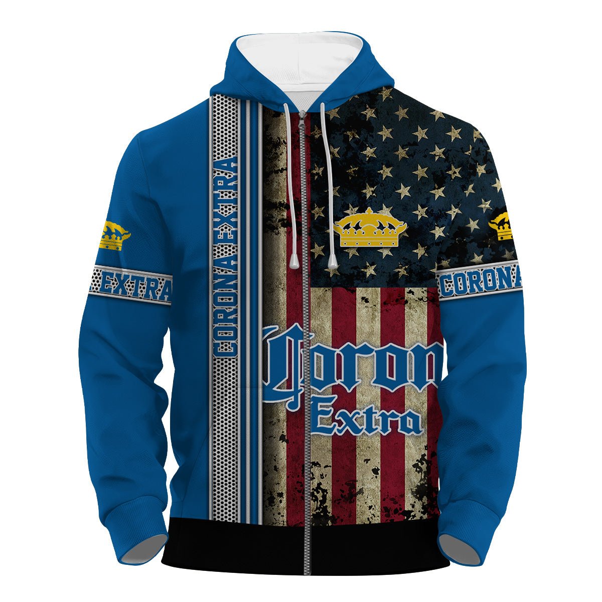 Corona Extra Stainless Steel American Flag Hoodie & Zip Hoodie - Flexiquor.com