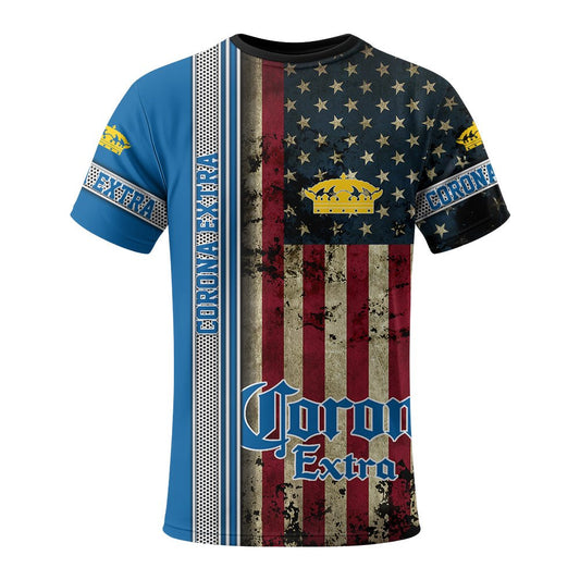Corona Extra Stainless Steel American Flag T-Shirt - Flexiquor.com
