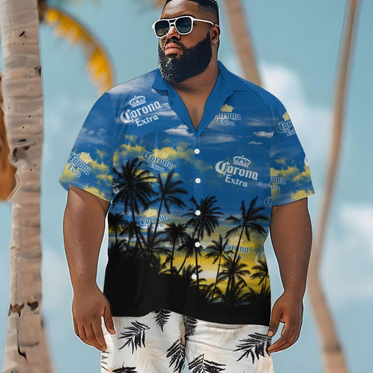 Corona Extra Sunset Men's Plus Size Hawaiian Shirt - Flexiquor.com
