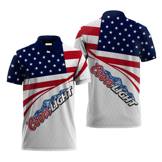Coors Light American Flag Polo Shirt