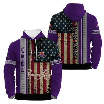 Crown Royal Stainless Steel American Flag Hoodie & Zip Hoodie - Flexiquor.com