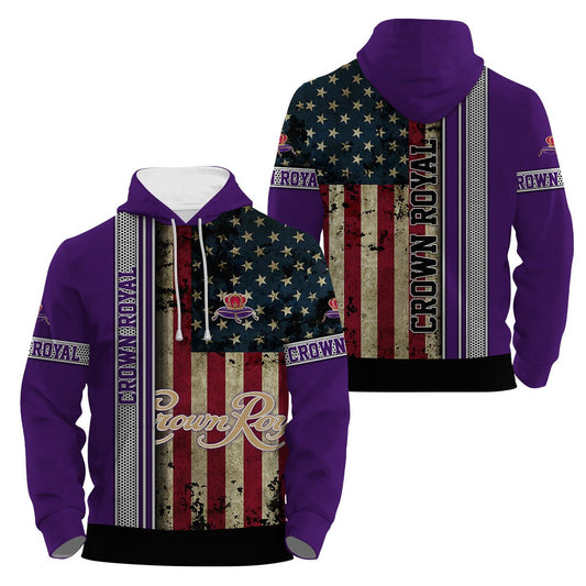 Crown Royal Stainless Steel American Flag Hoodie & Zip Hoodie - Flexiquor.com