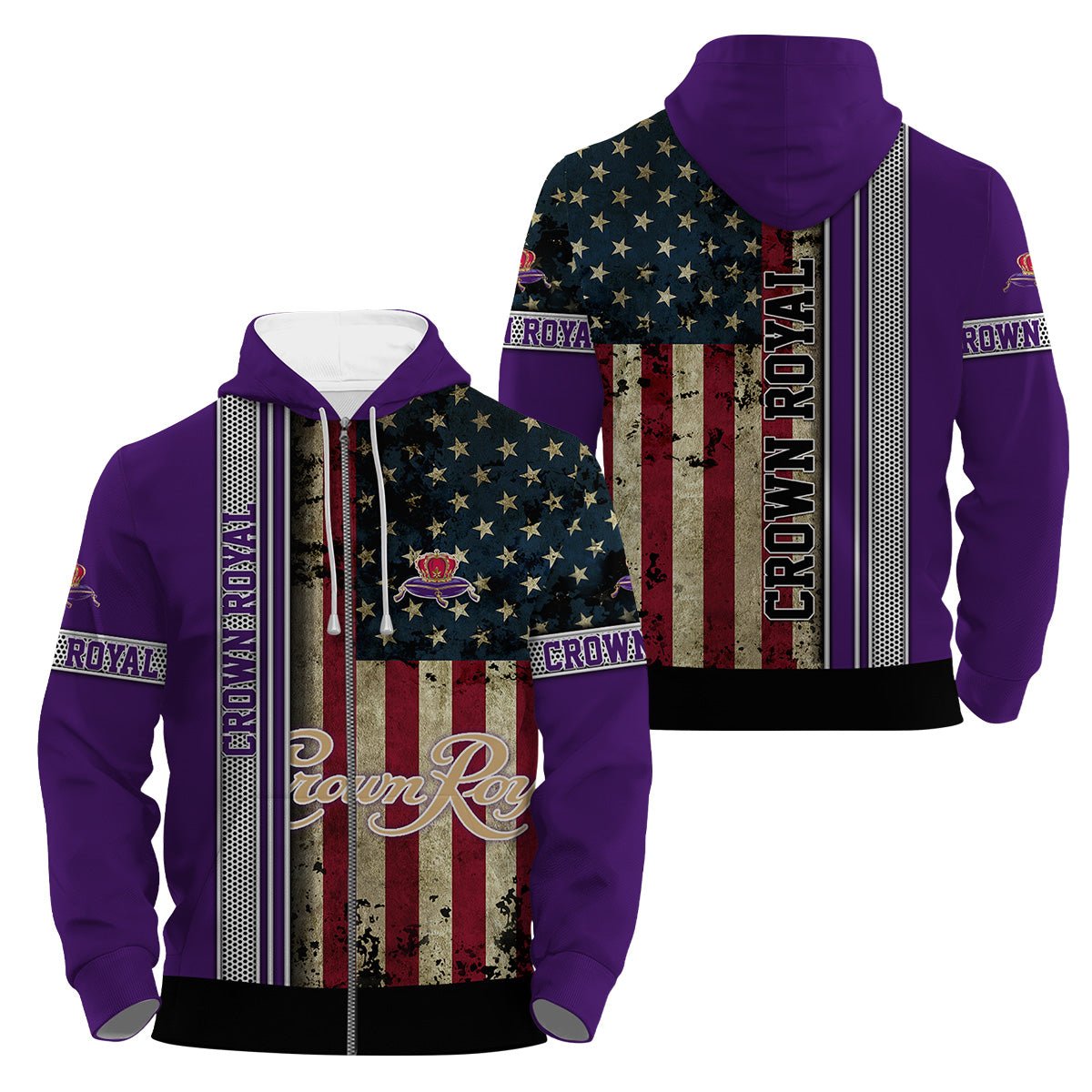 Crown Royal Stainless Steel American Flag Hoodie & Zip Hoodie - Flexiquor.com