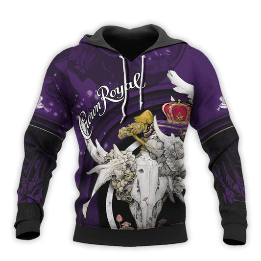 Personalized Crown Royal Deer Skull With Mushrooms Hoodie & Zip Hoodie - Flexiquor.com