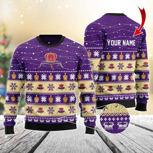 Personalized Christmas Twinkle Lights Crown Royal Christmas Sweater