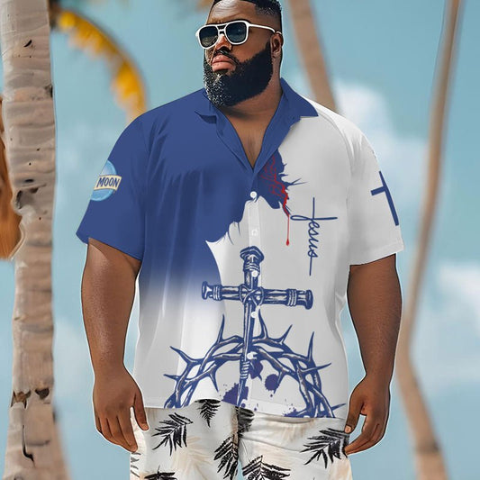 Divine Tropics Blue Moon Men's Plus Size Hawaiian Shirt - Flexiquor.com