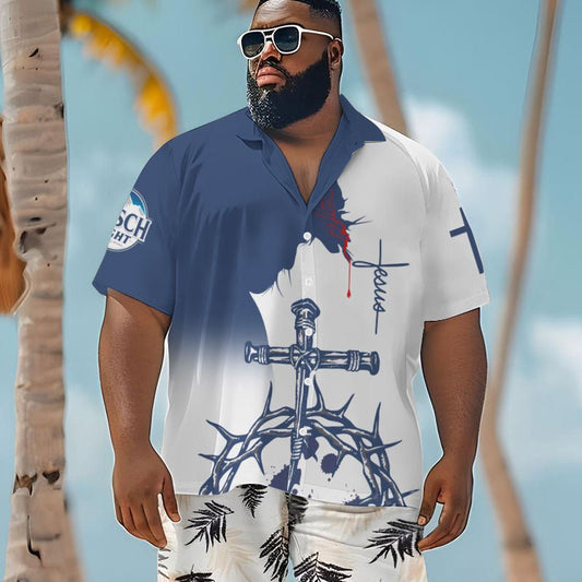 Divine Tropics Busch Light Men's Plus Size Hawaiian Shirt - Flexiquor.com