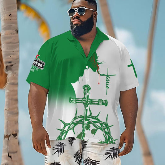 Divine Tropics Heineken Men's Plus Size Hawaiian Shirt - Flexiquor.com