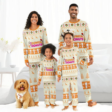Dunkin Donuts Christmas Reindeer Family Pajamas Set - Flexiquor.com