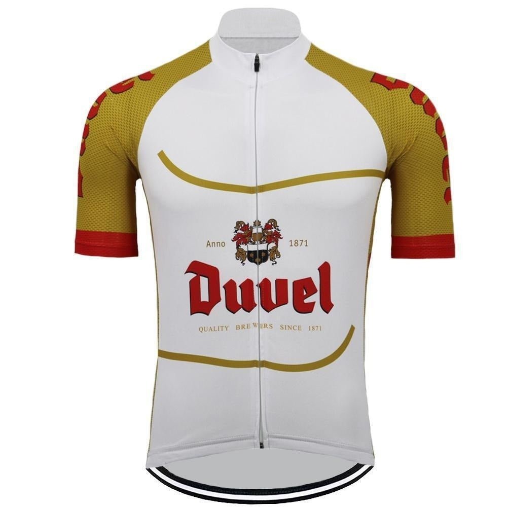 Duvel Beige White Men's Cycling Jersey - Flexiquor.com