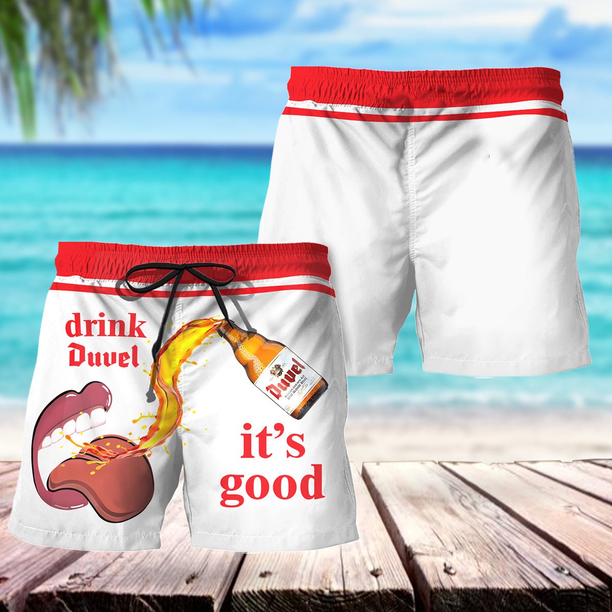 Let's Drink Duvel Swim Trunks - Flexiquor.com