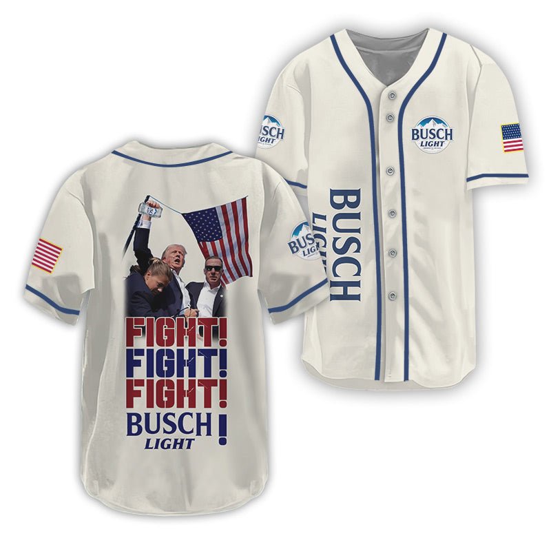 Trump Fight Fight Fight Busch Light Baseball Jersey - Flexiquor.com