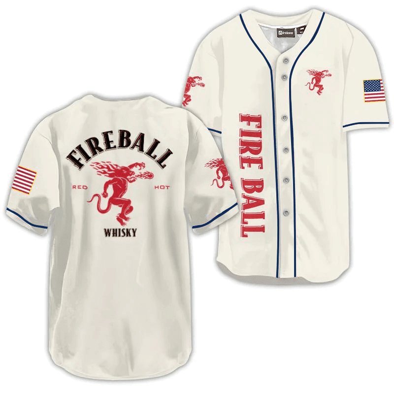 Fireball USA Flag Baseball Jersey - Flexiquor.com