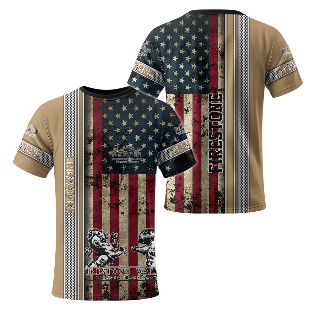 Firestone Stainless Steel American Flag T-Shirt - Flexiquor.com