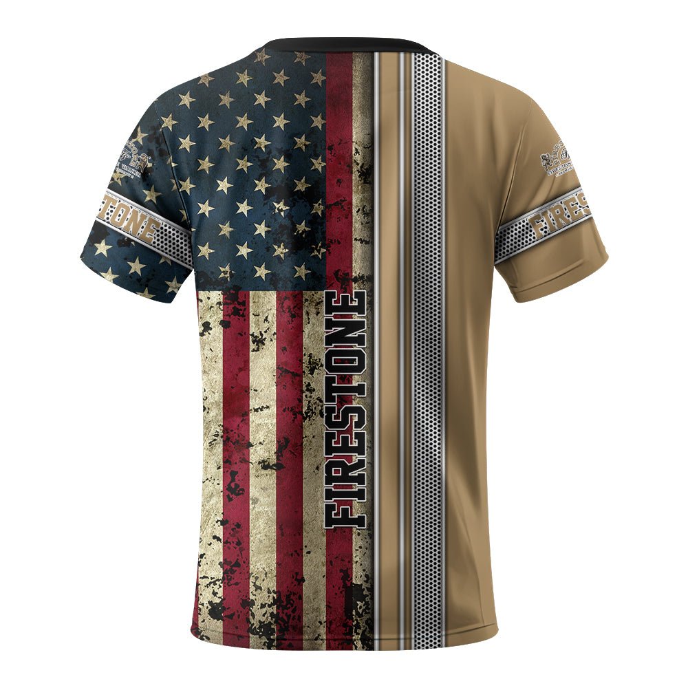 Firestone Stainless Steel American Flag T-Shirt - Flexiquor.com