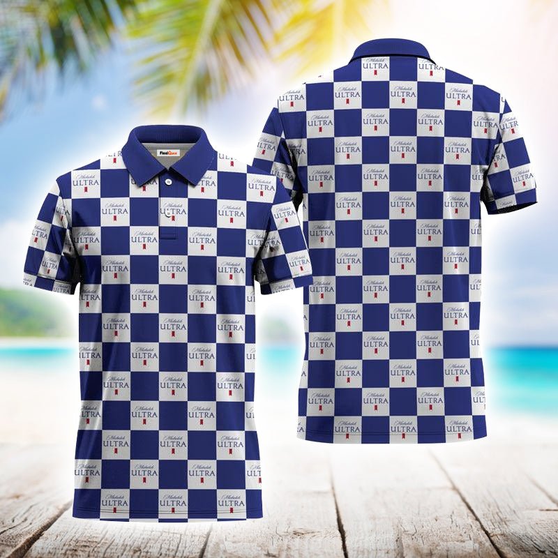 Gingham Michelob Ultra Polo Shirt - Flexiquor.com