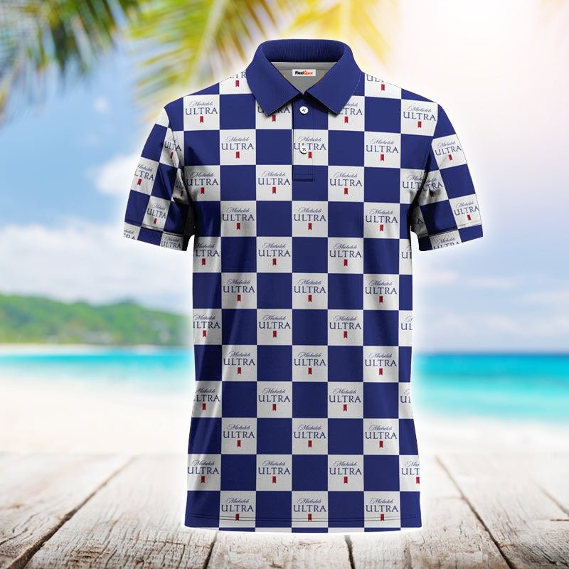 Gingham Michelob Ultra Polo Shirt - Flexiquor.com