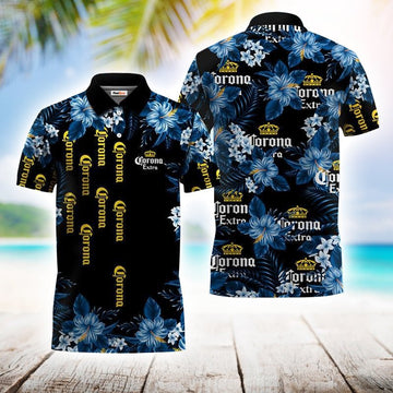 Golden Corona Extra Flower Polo Shirt - Flexiquor.com
