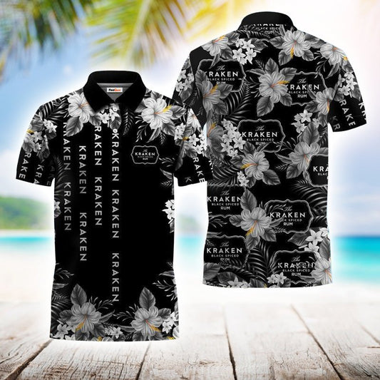 Golden Kraken Rum Flower Polo Shirt - Flexiquor.com