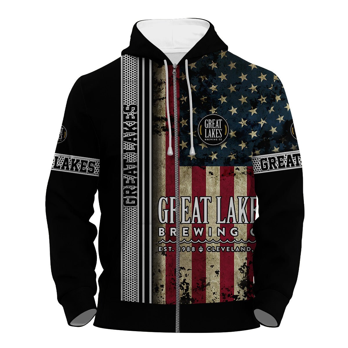 Great Lakes Stainless Steel American Flag Hoodie & Zip Hoodie - Flexiquor.com